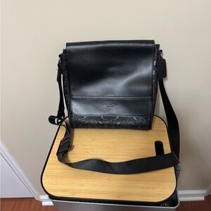 Coach Houston Map Bag in Black Leather